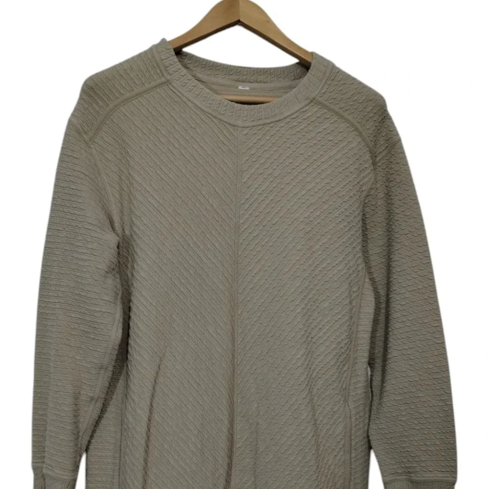 Lululemon On Repeat Long Sleeve Textured Pockets Crew Dress Logo Khaki‎ - Picture 6 of 6